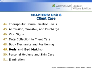 CHAPTERS: Unit 8 Client Care