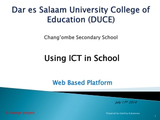 Dar es Salaam University College of Education (DUCE) Chang’ombe Secondary School