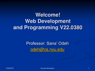 Welcome! Web Development and Programming V22.0380