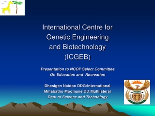 International Centre for Genetic Engineering and Biotechnology (ICGEB)