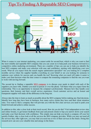 Tips to Finding a Reputable SEO Company