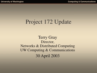 Project 172 Update