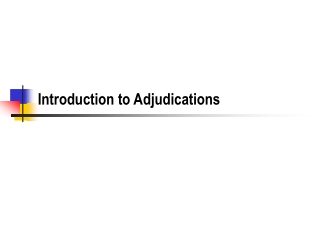 Introduction to Adjudications