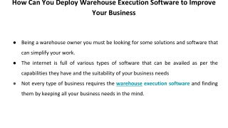 How Can You Deploy Warehouse Execution Software to Improve Your Business