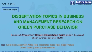 Dissertation Topics in Business and Management Research on Green Purchase Behavior: Recent Trends