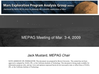 MEPAG Meeting of Mar. 3-4, 2009