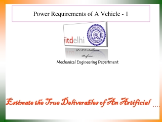 Power Requirements of A Vehicle - 1