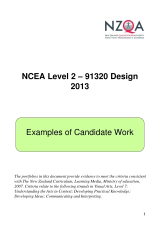 NCEA Level 2 – 91320 Design 2013