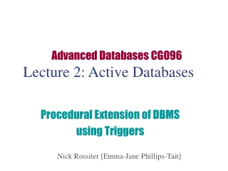 Lecture 2: Active Databases