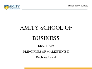 AMITY SCHOOL OF BUSINESS BBA , II Sem PRINCIPLES OF MARKETING II Ruchika Jeswal