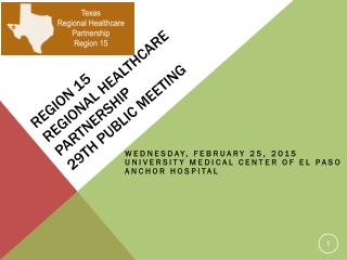 Region 15 Regional Healthcare Partnership 29th Public Meeting