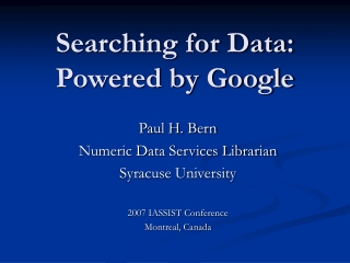 Searching for Data: Powered by Google