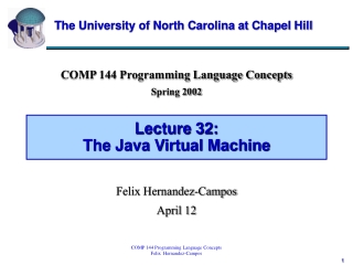 Lecture 32: The Java Virtual Machine
