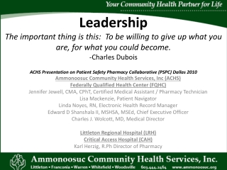 Ammonoosuc Community Health Services, Inc (ACHS) Federally Qualified Health Center (FQHC)