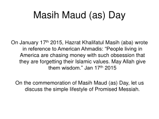 Masih Maud (as) Day