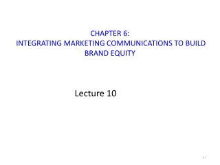 CHAPTER 6: INTEGRATING MARKETING COMMUNICATIONS TO BUILD BRAND EQUITY