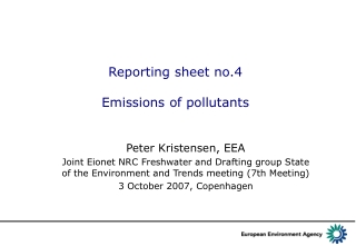 Reporting sheet no.4 E missions of pollutants