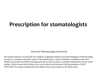 Notes for Pharmacology II practicals