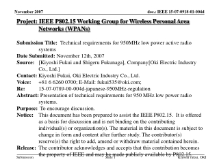 Project: IEEE P802.15 Working Group for Wireless Personal Area Networks (WPANs)