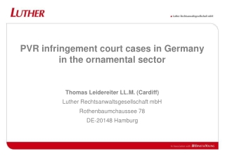 PVR infringement court cases in Germany in the ornamental sector