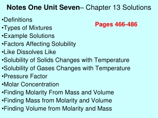 Notes One Unit Seven – Chapter 13 Solutions