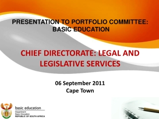 PRESENTATION TO PORTFOLIO COMMITTEE: BASIC EDUCATION