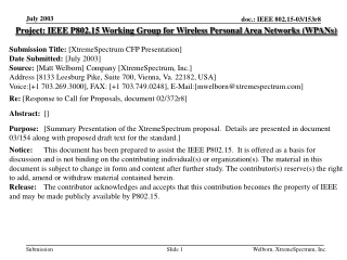 Project: IEEE P802.15 Working Group for Wireless Personal Area Networks (WPANs)