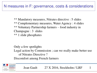 N measures in F: governance, costs & considerations