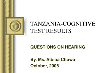 TANZANIA-COGNITIVE TEST RESULTS