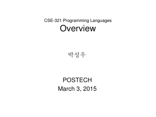 CSE-321 Programming Languages Overview