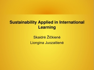 Sustainability Applied in International Learning