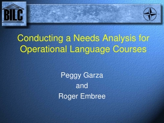 Conducting a Needs Analysis for Operational Language Courses
