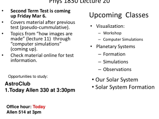 Phys 1830 Lecture 20