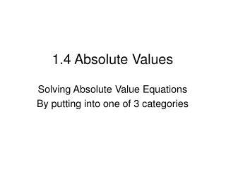 1.4 Absolute Values