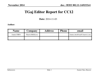 TGaj Editor Report for CC12