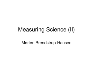 Measuring Science (II)