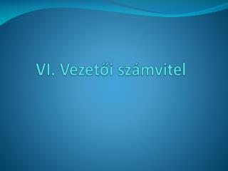 VI. Vezetői számvitel