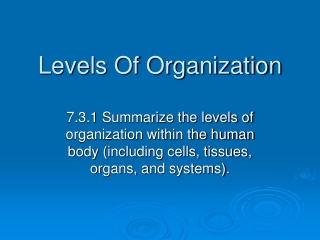 Levels Of Organization