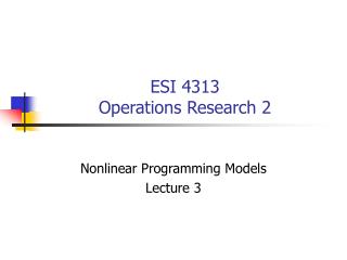 ESI 4313 Operations Research 2
