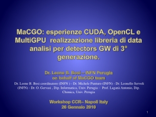 Dr. Leone B. Bosi – INFN Perugia on behalf of MaCGO team