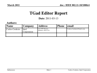 TGad Editor Report