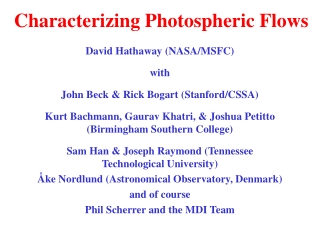 Characterizing Photospheric Flows
