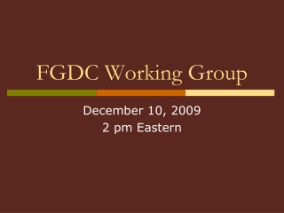 FGDC Working Group