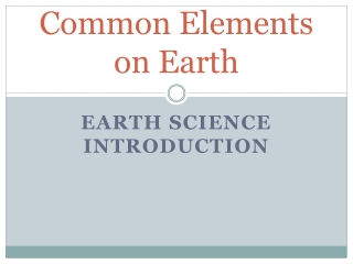 Common Elements on Earth