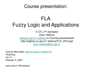 Course presentation: FLA Fuzzy Logic and Applications