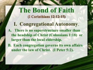 The Bond of Faith (I Corinthians 12:12-15)