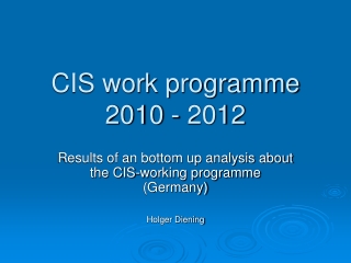 CIS work programme 2010 - 2012