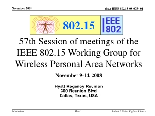 57th Session of meetings of the IEEE 802.15 Working Group for Wireless Personal Area Networks