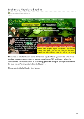 Vashikaran Specialist molvi Abdullah khadim