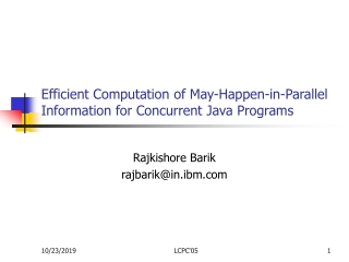 Efficient Computation of May-Happen-in-Parallel Information for Concurrent Java Programs